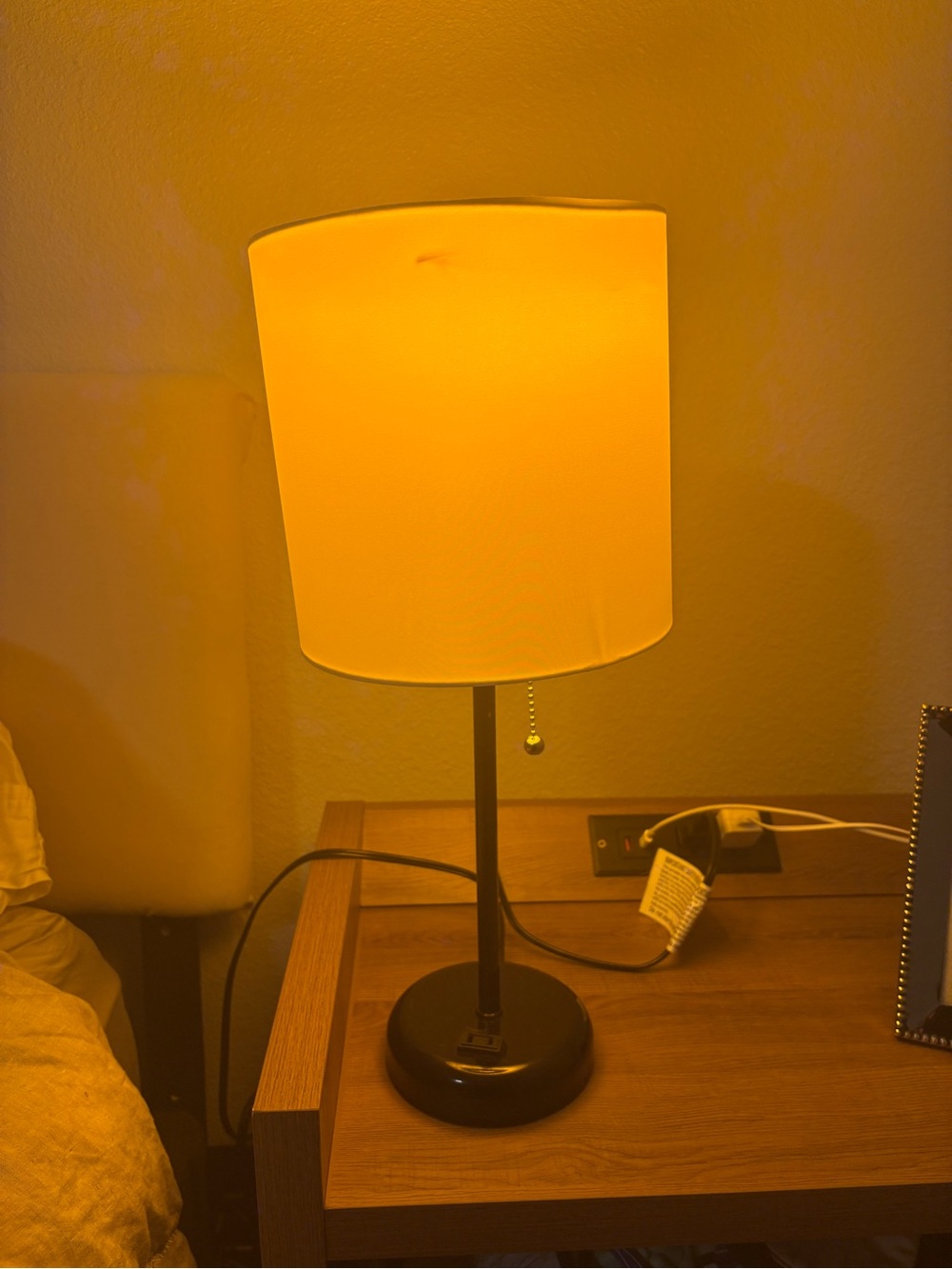 Modern Black Table Lamp with Cream Shade - Home Accents